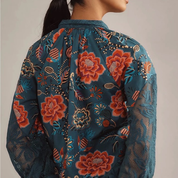 FARM Rio Teal and Red Floral top - Picture 3 of 4